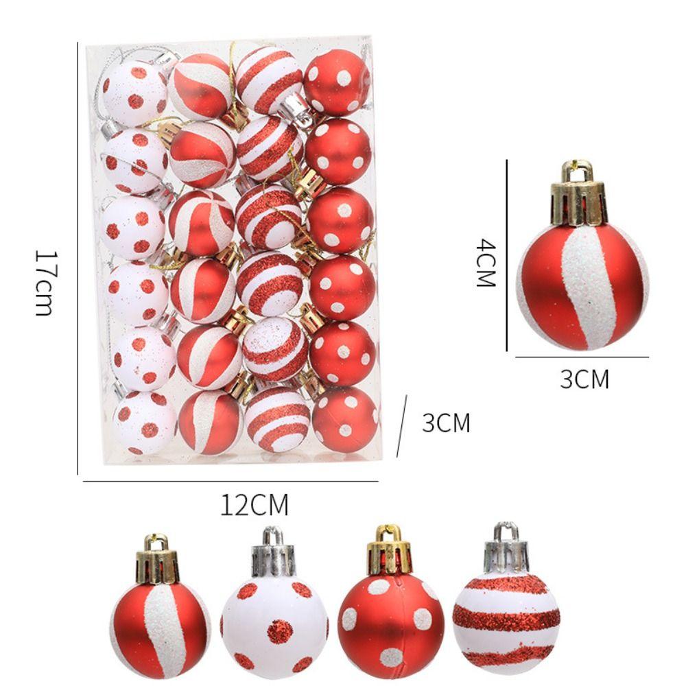 24pcs 3cm Electroplated Hanging Balls Mini Merry Christmas Tree Decor  Home Xmas Decor