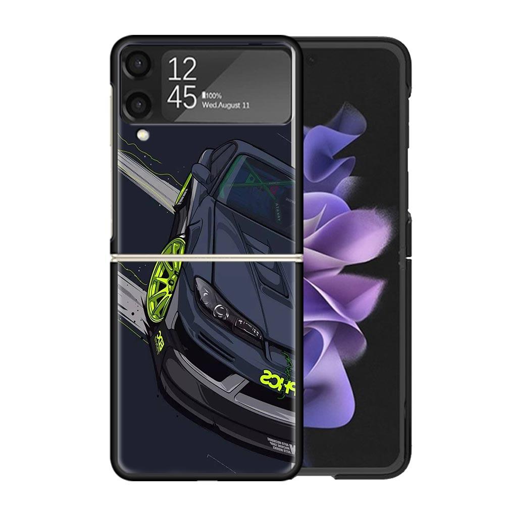 

JDM Tokyo Drift Sports Car Male Men Clear Phone Case For Samsung Z Flip 7 6 5 4 3 Galaxy ZFlip7 ZFlip6 ZFlip5 ZFlip4 ZFlip3 5G P Samsung Z Flip 7