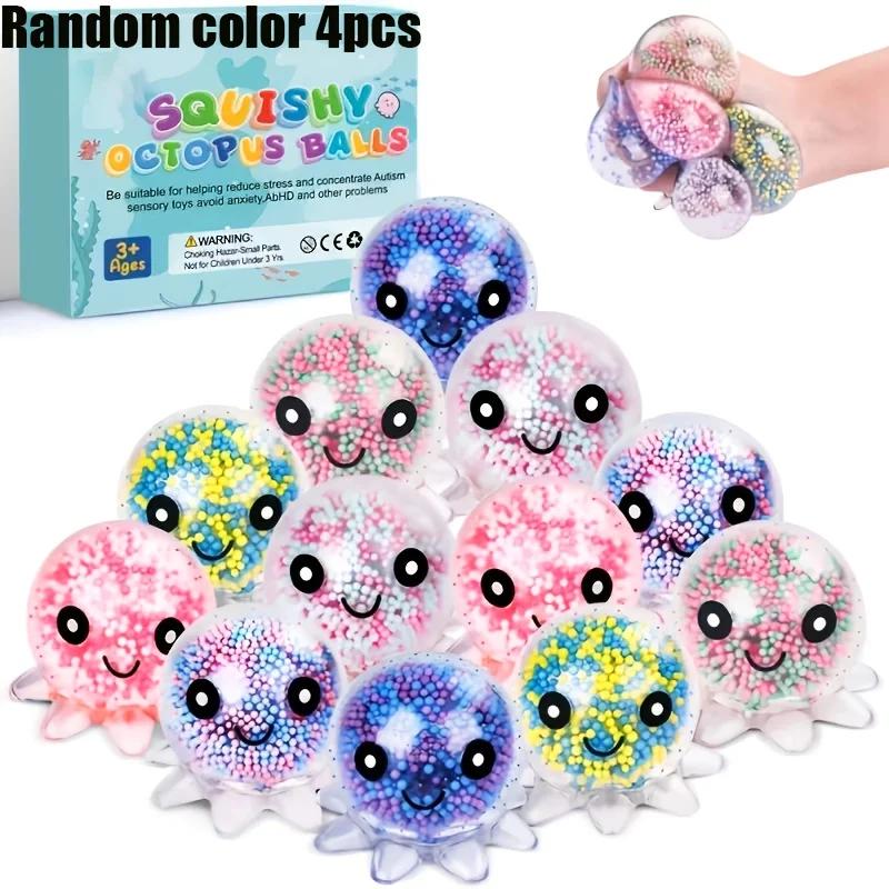 1 PZ Pallina Antistress Riempita di Perline Polpo, Giocattolo Sensoriale Morbido Carino, Fidget a Rimbalzo Lento per Ansia, Regalo di Natale Halloween Casuale