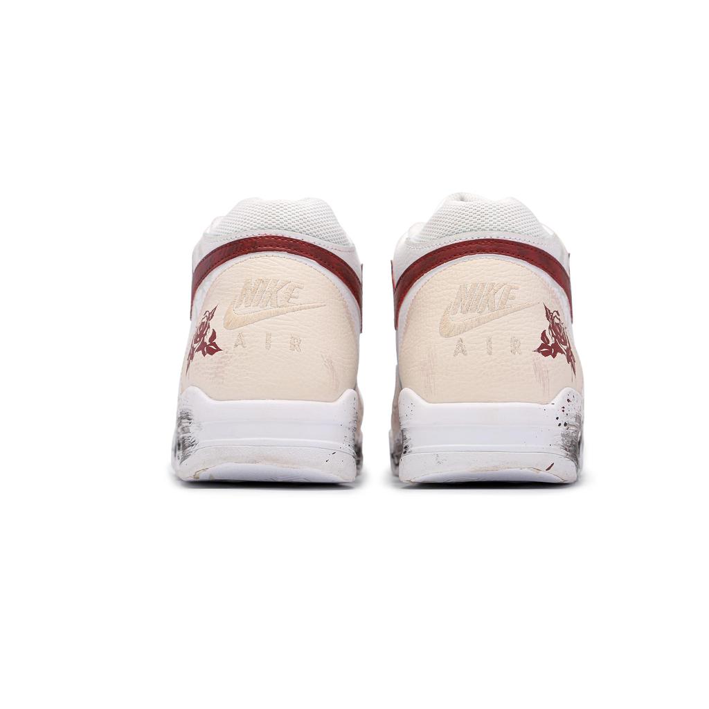 Nike Flight Legacy Thorn Rose Slip Resistant Abrasion Resistant Mid Top Vintage Basketball Shoes Unisex White Red BQ4212-101(Team196-)