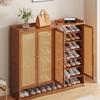 Japanese Rattan Dustproof Shoe Cabinet - Compact, Large-Capacity Entryway Storage Rack