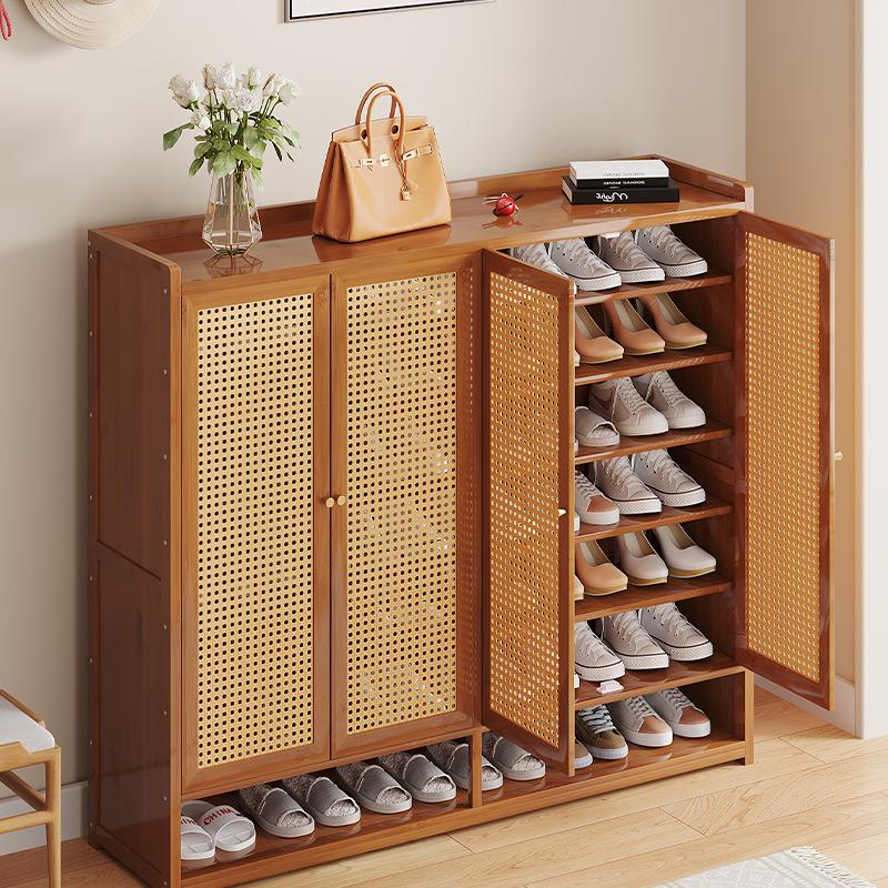 Japanese Rattan Dustproof Shoe Cabinet - Compact, Large-Capacity Entryway Storage Rack