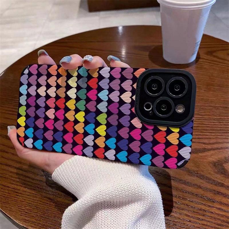 Ins Fashion Candy Colorful Love Heart Color Phone Case For Iphone 14 11 12 13 Pro Max Plus Lens Protection Shockproof Back Cover