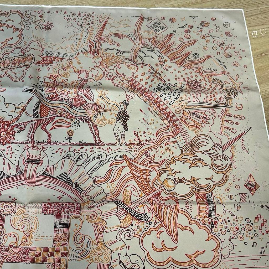 [USED]HERMES Carre 90 Please Hold the Line Silk Scarf 25SS