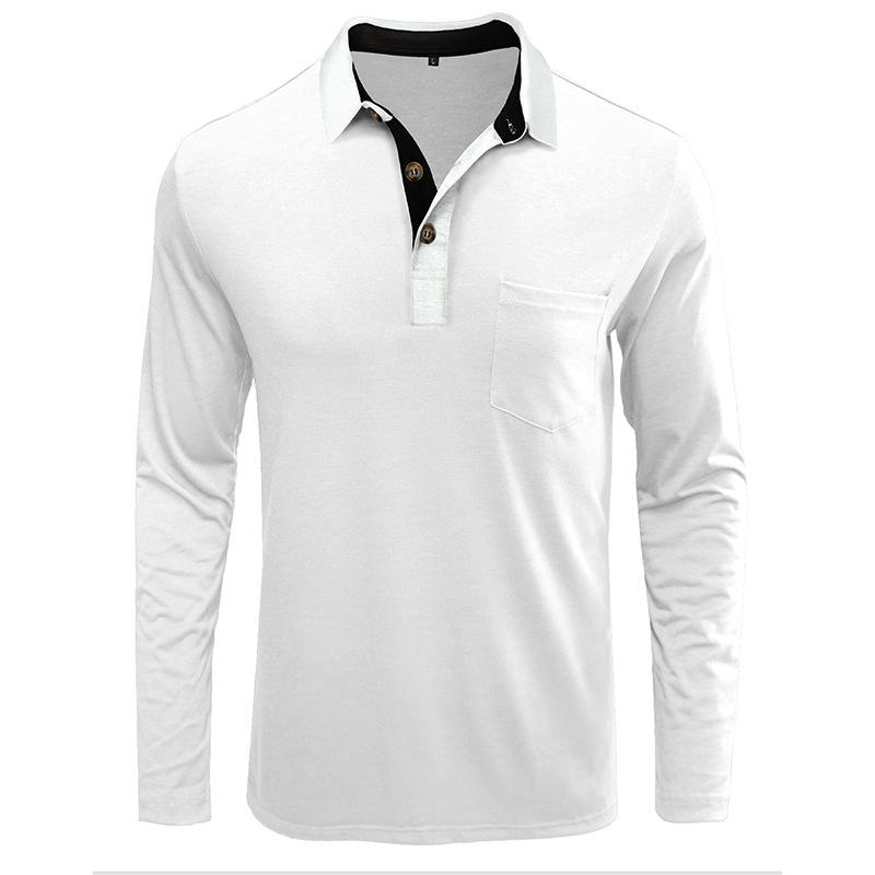 Autumn and Winter Solid Color Fashion Long Sleeve Lapel T-shirt Men's Polo Shirt Base Shirt Top