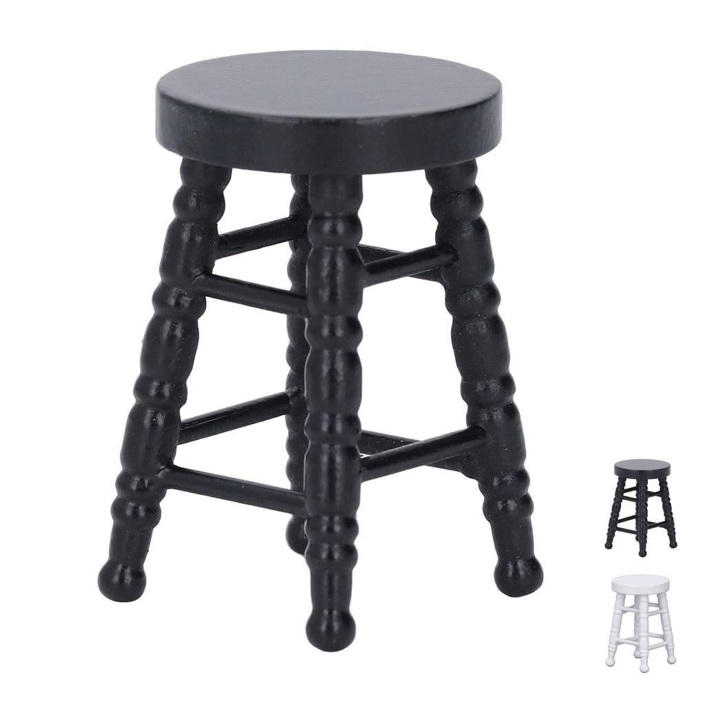 1:12 Scale Dollhouse Stool Chair Wooden Handcrafted Scene Ornament Model Miniature Round Stool Chair