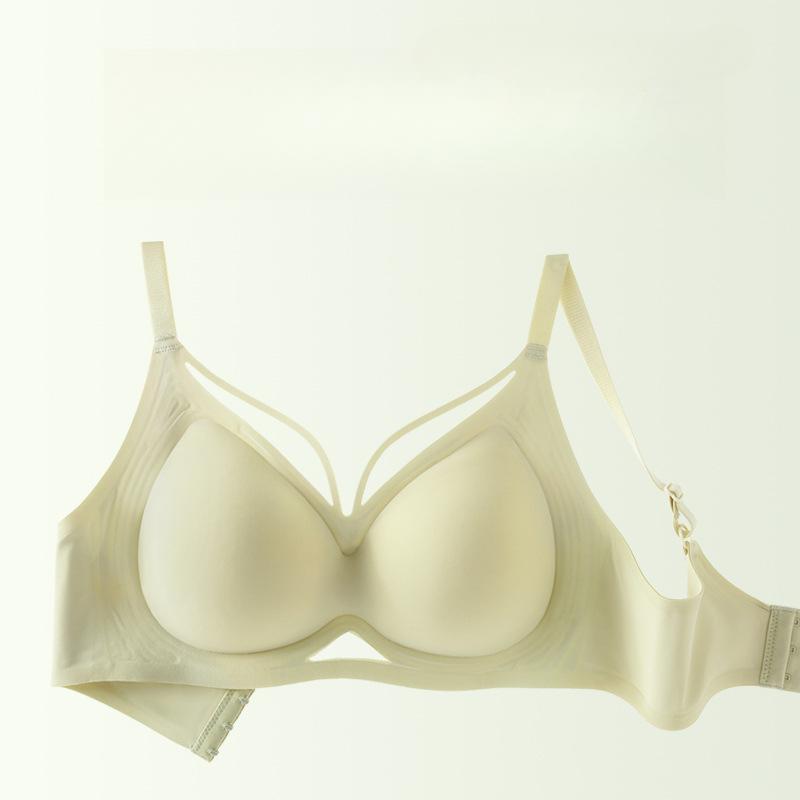 Nahtloser BH in großer Größe, dünnes Design ohne Bügel, gerafftes BH-Top, stützend, gegen Hängen, Push-up-BH