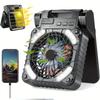 Folding Design Camping Fan with LED Light 90° Folding Portable Tent Fan  Fishing Trip