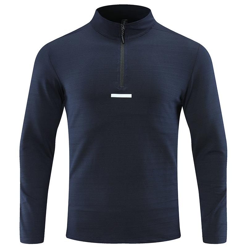 Autumn Outdoor Long Sleeved T-shirt for Men Elastic Breathable Fast Drying Sports and Leisure Half Zip Top for Men