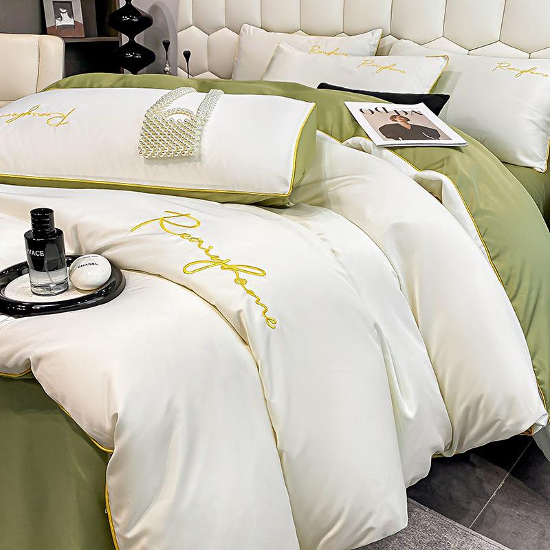 Luxurious Silky Ice Silk Embroidered Bedding Set
