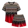 Summer Fashion Ethnic Style Geometric 3D Printed Round Neck Short Sleeved Kids T-Shirt And Shorts Set Boy's and Girl's T-shirt Shorts Set