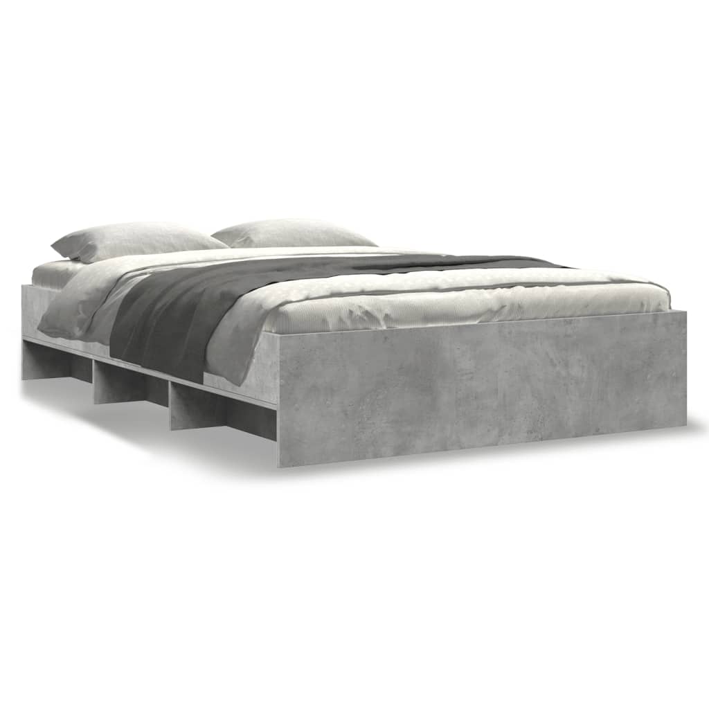 Bed Frame Concrete Grey 135x190 cm Particleboard