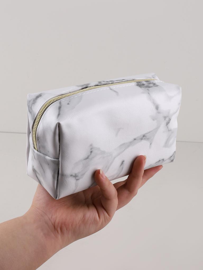 Marbled Pencil Case, Pu Leather Waterproof Pencilcase, Back To School Stationery Zipper Pencil Pouch,School Supplies Pencil Case