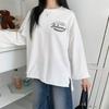 New Arrivals Open Run Women Casual Long Sleeve T shirT coTTon Blend prinT Loose