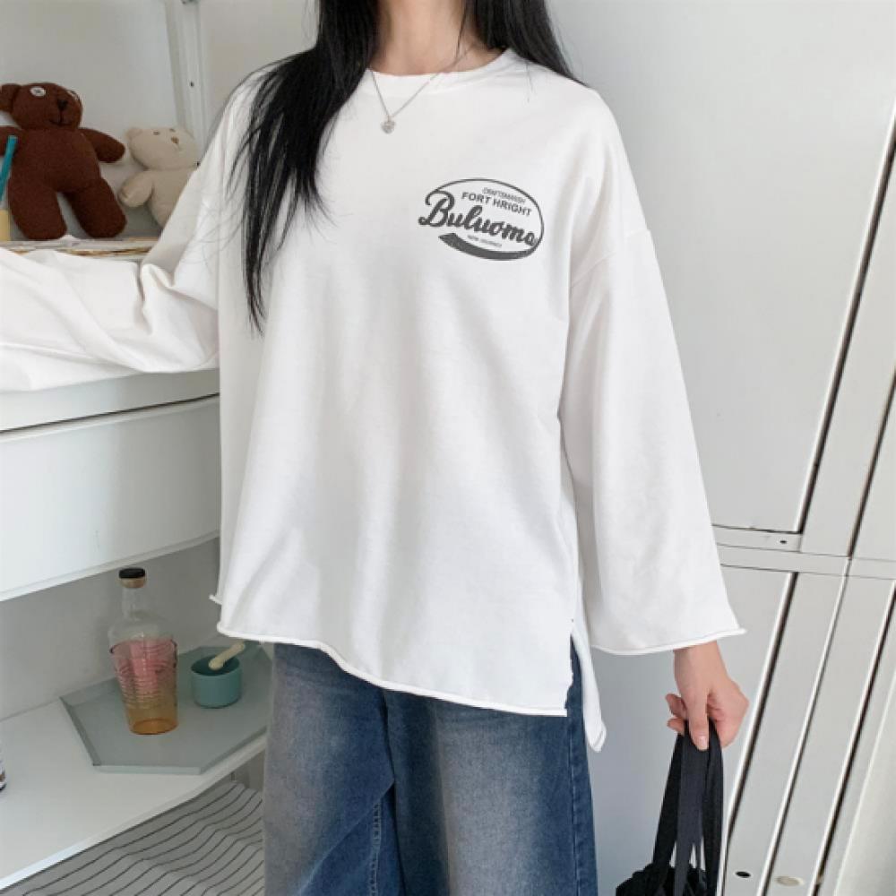 New Arrivals Open Run Women Casual Long Sleeve T shirT coTTon Blend prinT Loose