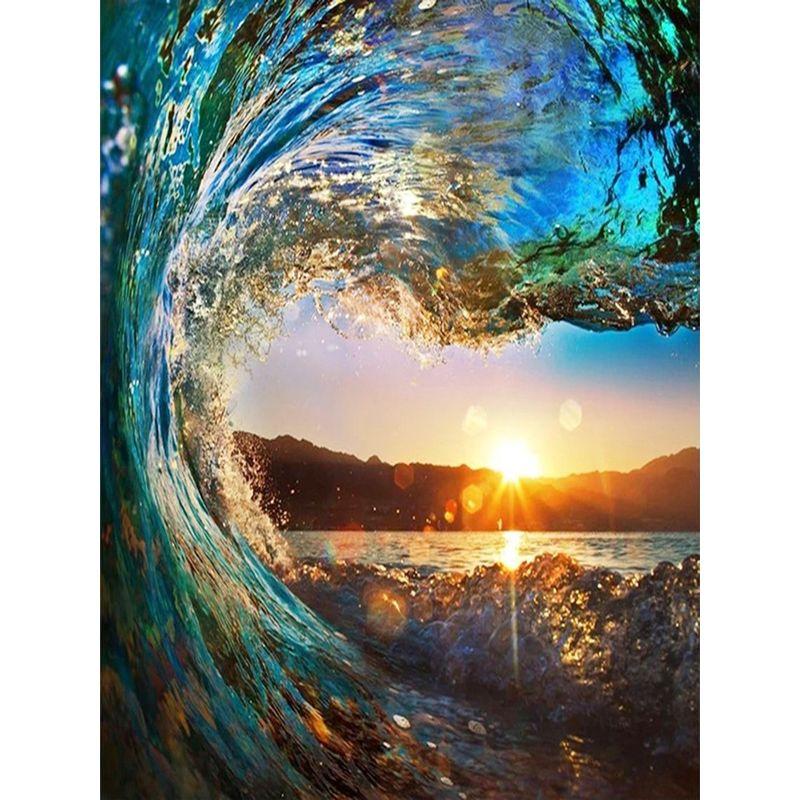 5d Diy Diamond Painting  Starry Sky Landscape Full Round Diamond Embroidery Mosaic Seascape Rhinestone Handmade