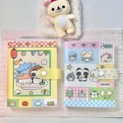 Kawaii Panda Temalı A6 Dikişli Saklama Albümü Klasörü Sevimli Sticker Saklama Scrapbooking İçin 40 Sayfa Malzeme Saklama