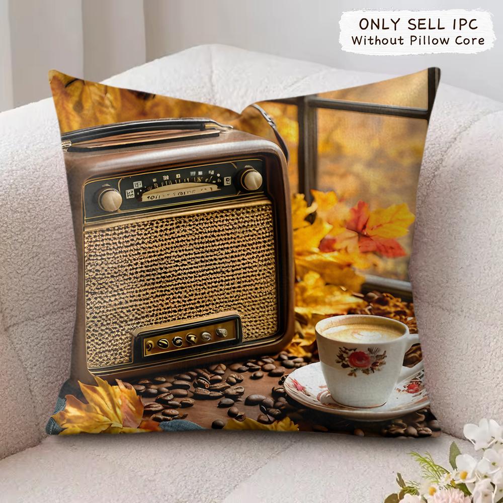 Brown Retro Autumn Time Cushion Cover Silky Short Plush Invisible Zipper Dustproof Sofa Pillow Case For Home Decor