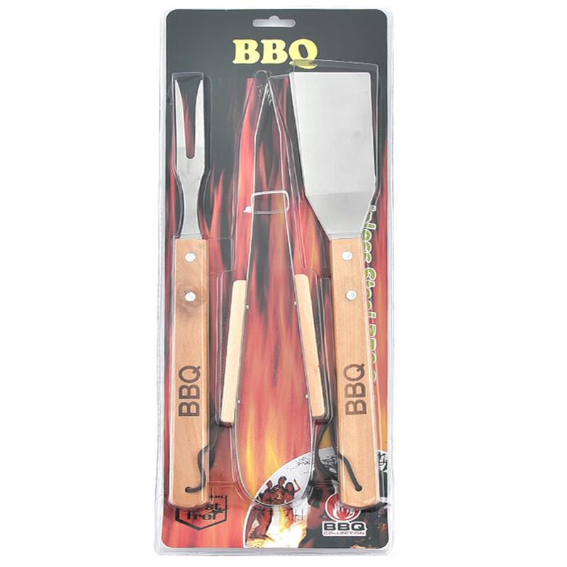 OEING 3-Piece Wooden Handle BBQ Tool Set