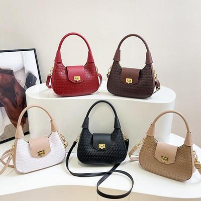 Simple Casual Fashionable Crossbody Tote Bag Vintage Half Moon Design Solid Color For Women Underarm Hobo Bag
