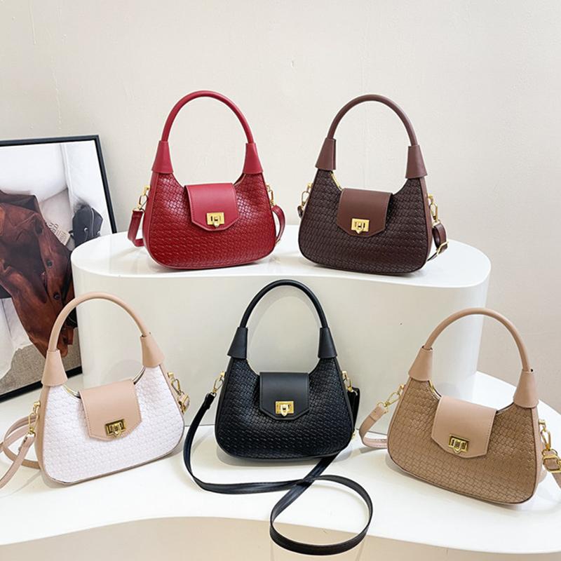 Simple Casual Fashionable Crossbody Tote Bag Vintage Half Moon Design Solid Color For Women Underarm Hobo Bag CLE