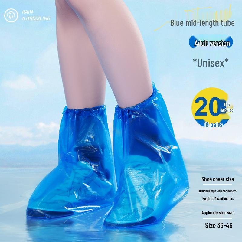 Waterproof Non-Slip Transparent Rain Shoe Covers - Thickened, Durable, Mid-High Tube for Outdoor Use