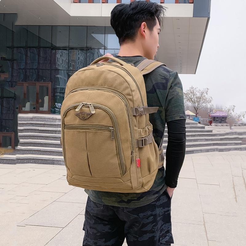 50L Fashion Thick Canvas Men's Backpacks Lightweight Wear-resistant Large Capacity School Bags Outdoor Leisure Travelling Rucksacks Male Climbing Bag