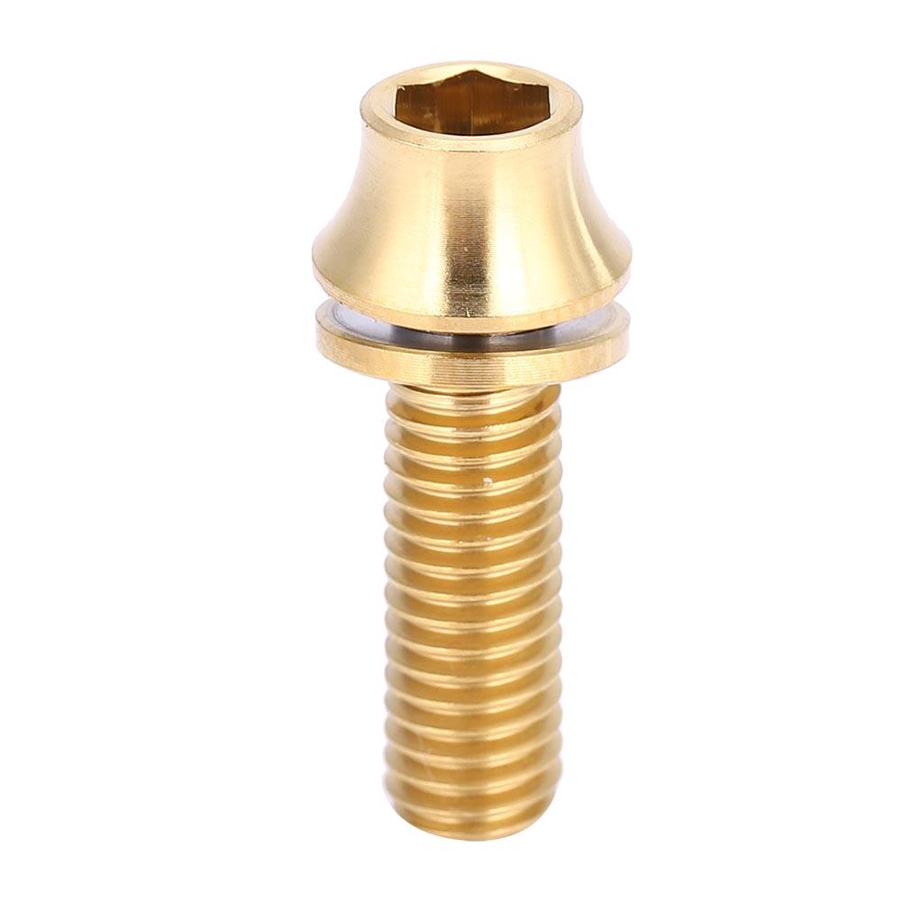 Bicycle Titanium Alloy Water Bottle Cage Screw Bolt M5x12 16mm with Washer (Gold M5x16)