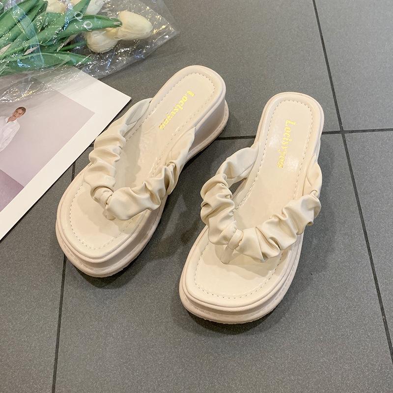 

Девушка на каблуке с уклоном 2025 года, лето, интернет-знаменитость, фея, вьетнамки, толстая подошва, корейская версия, супер-высокий каблук, классные тапочки 35