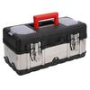 14 Inch Tool Box Large Capacity Stainless Steel Lockable Tool Organizer with Removable Tray for Home Auto Repair