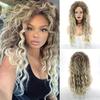 Long Curly Blonde Wigs for Women Synthetic Ombre Wig with Bangs Costume Wig for Girls Sexy Blond Wigs with Black Roots