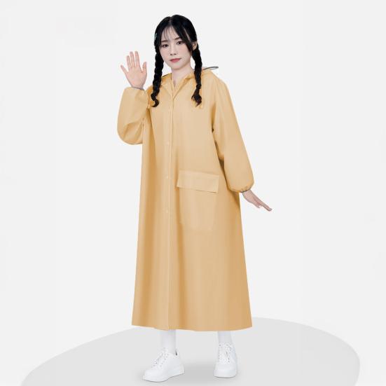 Yousheng Hooded Raincoat Waterproof EVA Button Zipper Closure Reusable Adults Ultralight Rainproof Thick Portable Outdoor Travel Rain Jacket Poncho