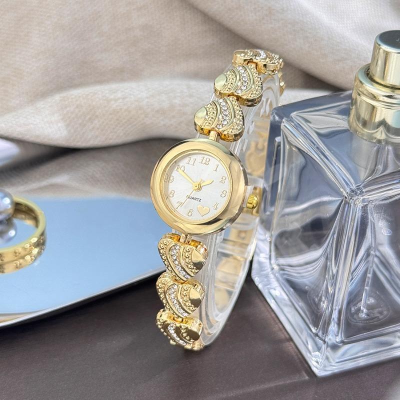 Fashion Heart-shaped Bracelet Ladies Watch Alloy Strap Rhinestone Inlaid Quartz Watch for Women Wristwatches Clock Montre Femme