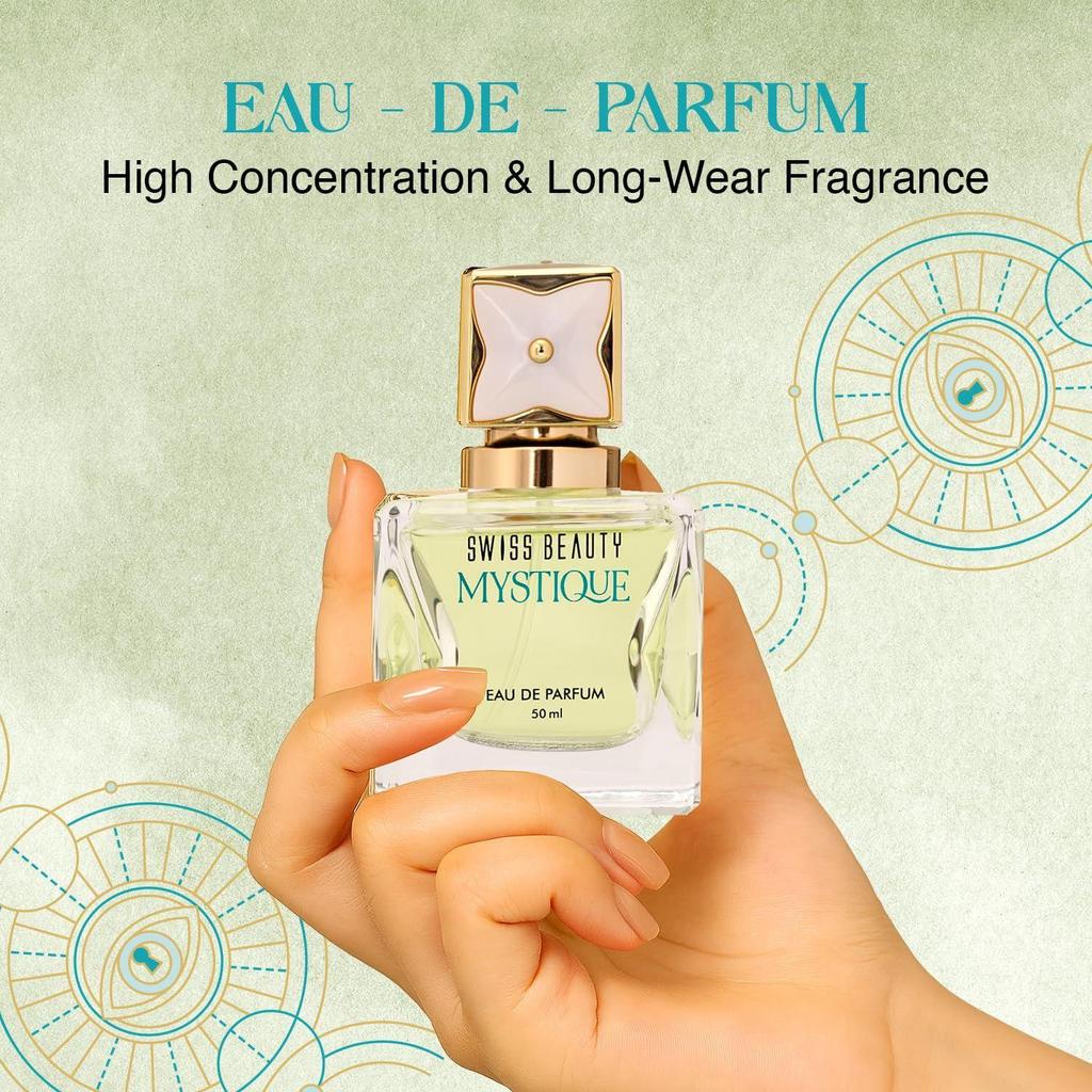 Swiss Beauty Mystique EDP | Long-Lasting | Everyday Wear | Top Note: Pink Pepper | Middle Notes: Rose & Raspberry Flowers | Base Note: Amber