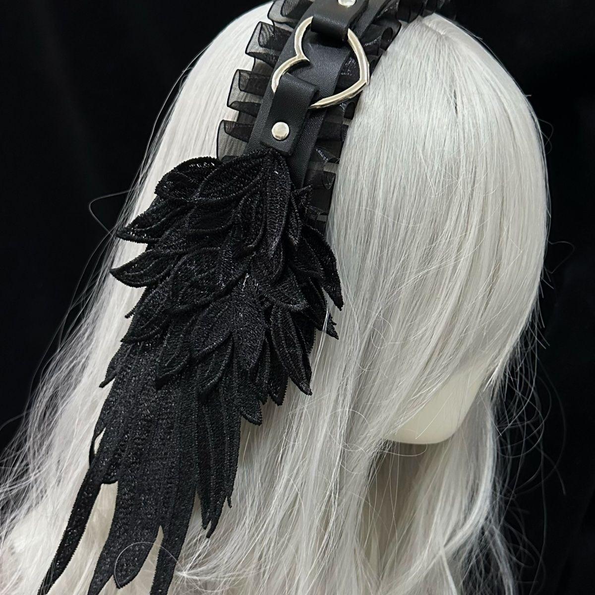 

Женский головной убор Harajuku Steampunk Y2K Wing Headband Bow Headband Lolita Gothic Dark Angel Headwear and Hair Accessories