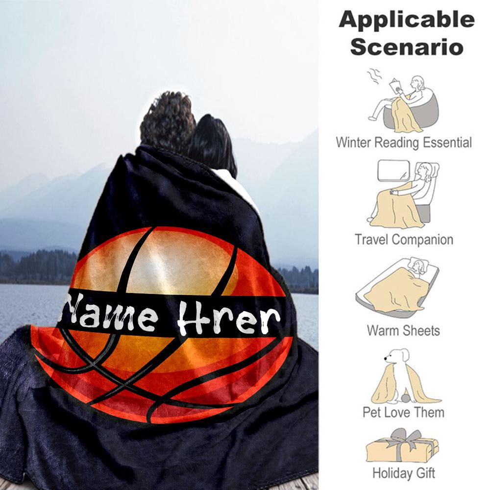 Basketball Style Personalized Text Blanket Lightweight Customizable Blanket Comfortable Versatile for Nap Office Couch Livingroom All-Season Use