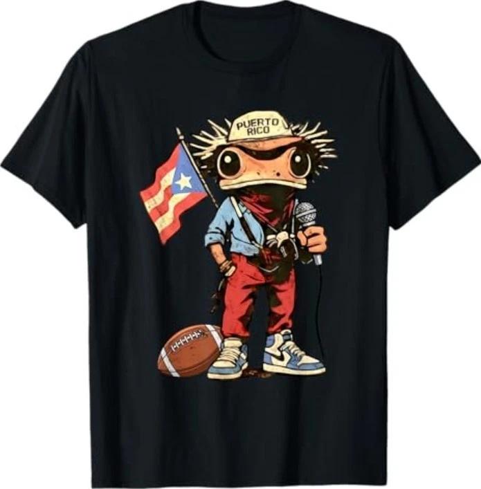 Puerto Rico Coqui Frog Funny Football T-Shirt 3XL