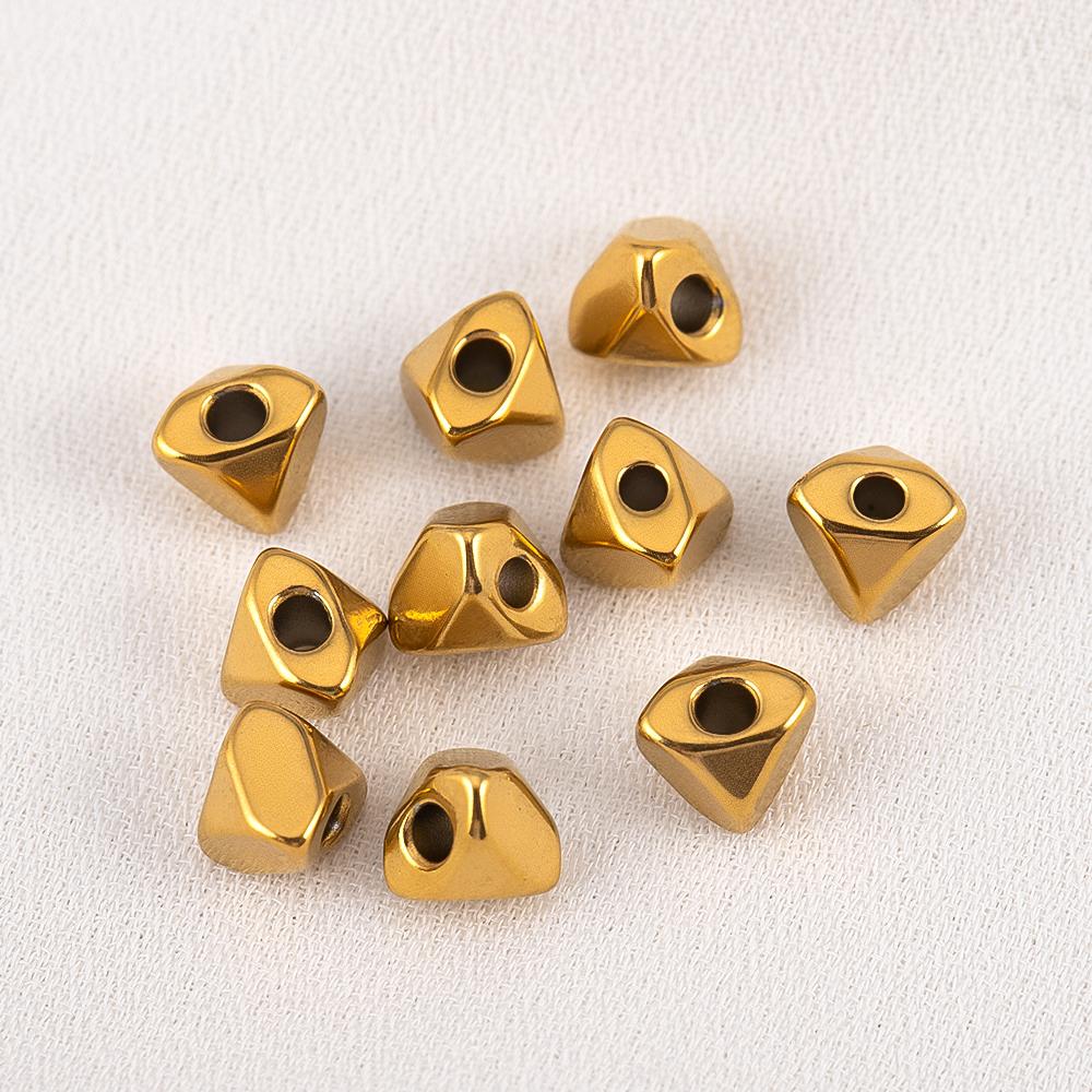 5pcs Color Retention Irregular 304 Stainless Steel Gold Color Beads For DIY Bracelets Necklaces Accessories Loose Bead Materials