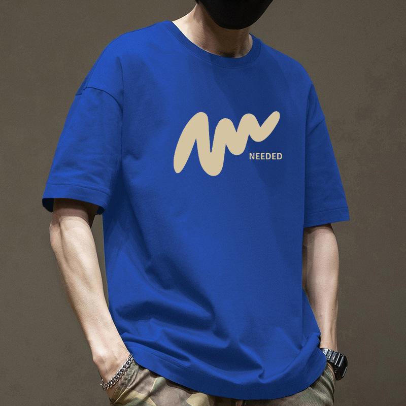 Cotton Short Sleeve T Shirt Print Black White Fashion All Match Breathable Summer Sport T-shirt Men Top