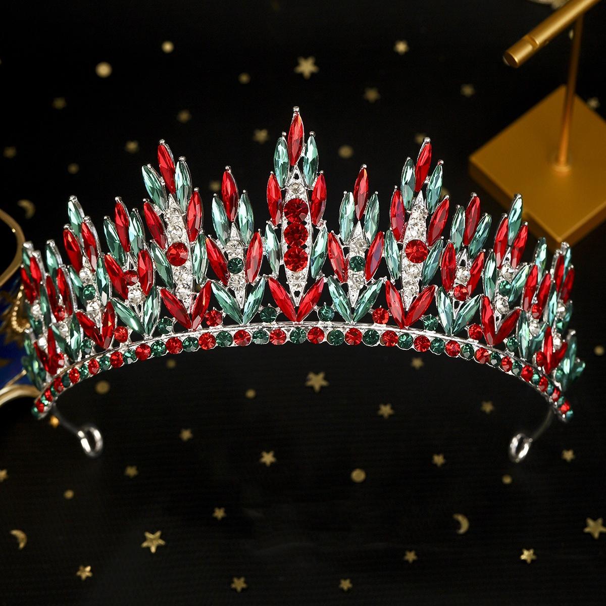 

DIEZI Luxury Mulitcolor Crystal Tiara Crown For Women Girls Party Queen Rhinestone Leaves Crown Christmas Hair Dress Accessories
