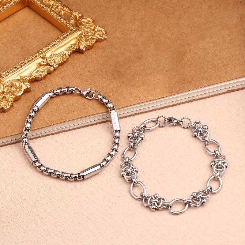 Hip Hop Design Stainless Steel Bracelet For Men Women Kpop Classic Simple Casual Jewelry Gift