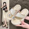 Stepping On Shit Pinch Slippers Women's 2025 New Summer Thick-bottomed Muffin Fashion Beach Cover Toe Wear Holiday Cool Slippers
