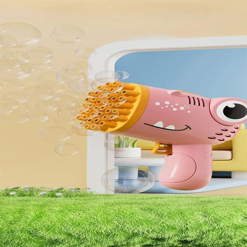 Dinosaur Bubble Machine Gun 40 Holes Bubble Gun Bath Toy Automatic Machine Soap Bubble Gun Children Toy (Not Come With Battery)