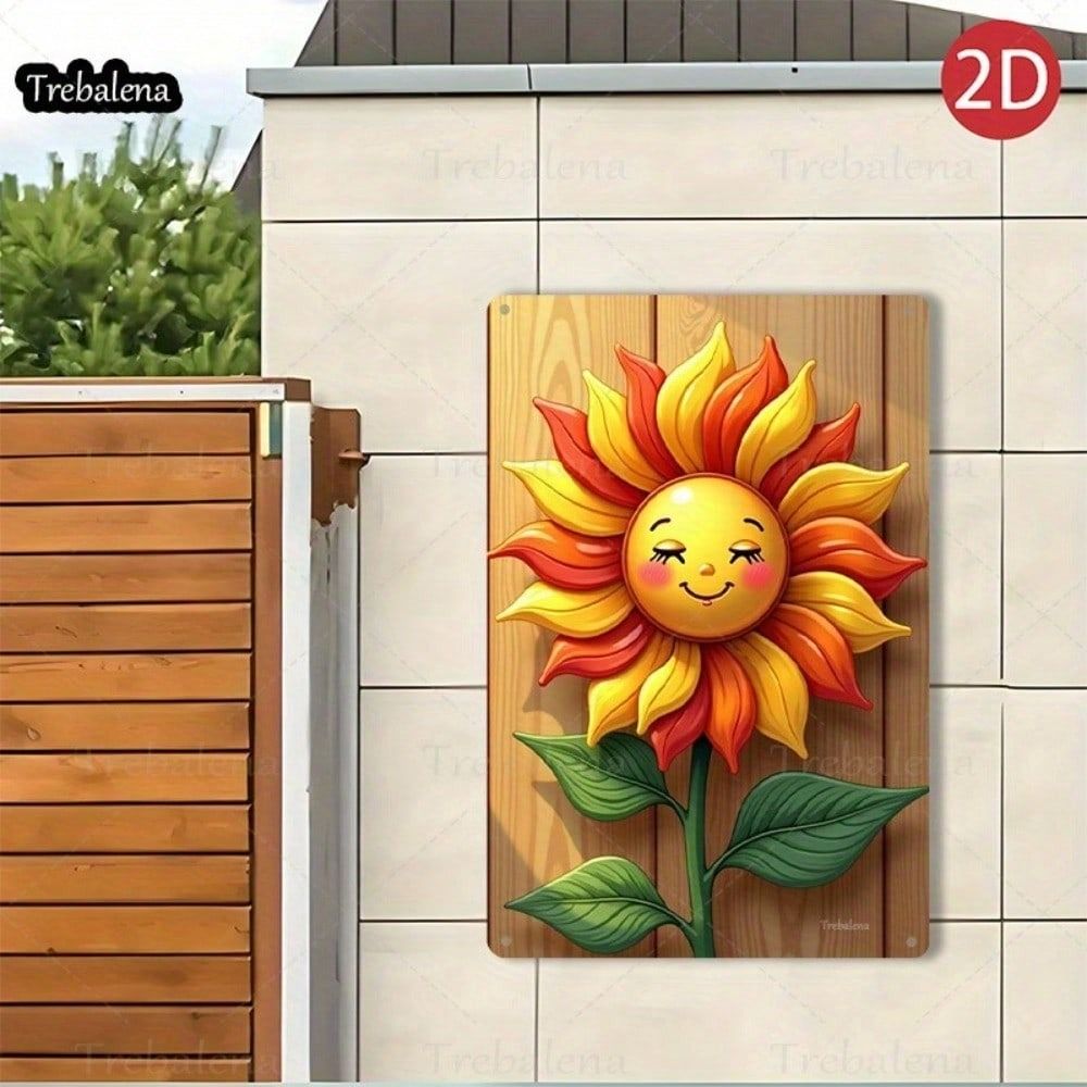 

Tin Sign Sunflower 8x12 Inch, Vintage Metal Poster Wall Art, 3D Embossed Kitchen Decoration