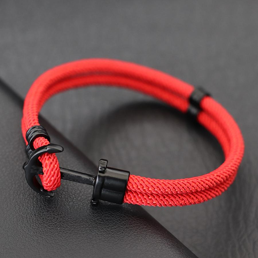 New Black Marine Anchor Bracelet For Men 4mm Bilayer Milan Rope Nautical Wrap Braclet Gifts For Him Surfing Accessories