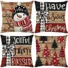 New Christmas Santa Pillow Cover, Imitation Embroidery Holiday Decorative Sofa Linen Car Cushion Cover