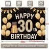 1pc Birthday 30th Glitter Balloon Party Banner Golden Black Polyester