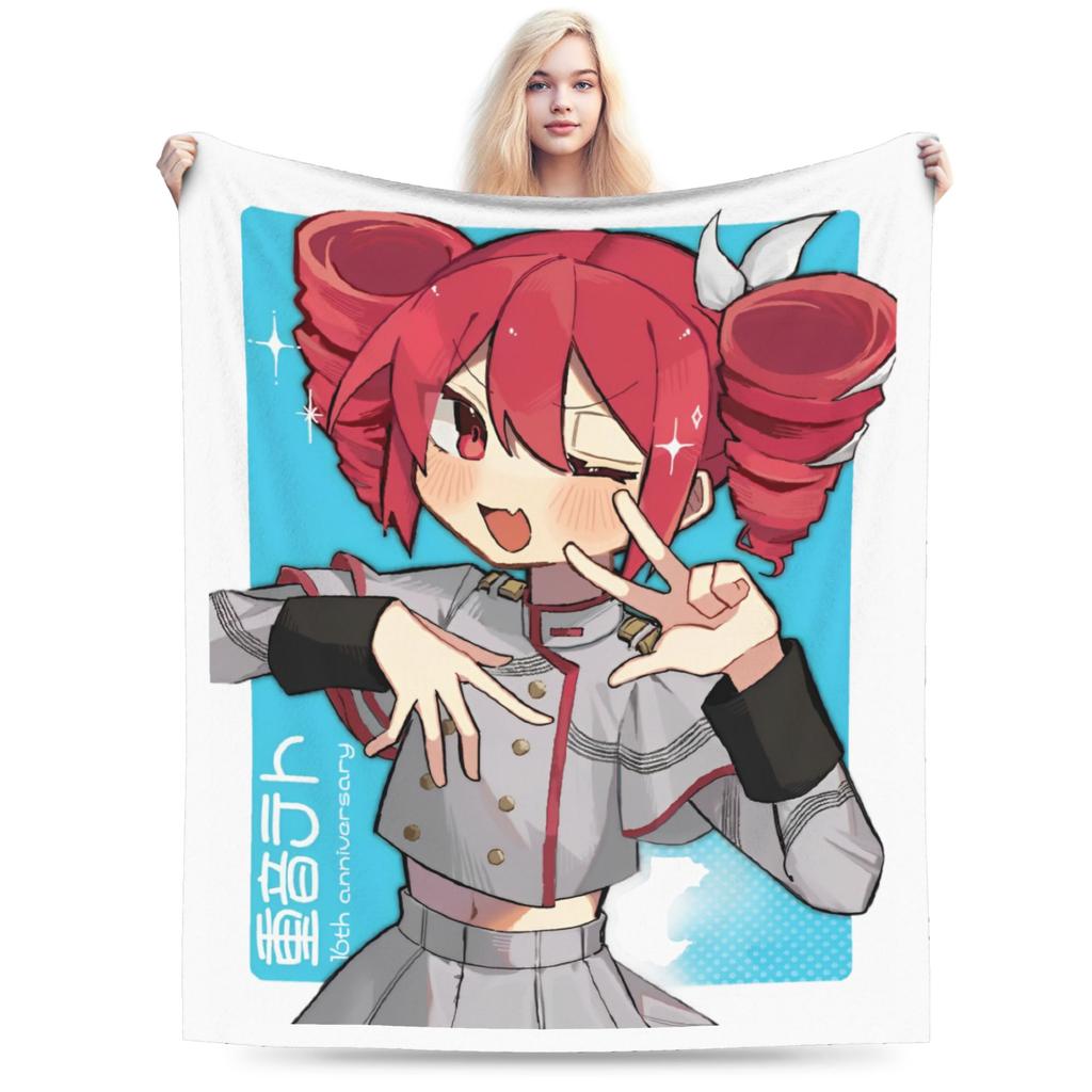 Kasane Teto Velvet Throw Blanket Anime Vtuber Blanket for Sofa Office Warm Plush Thin Quilt
