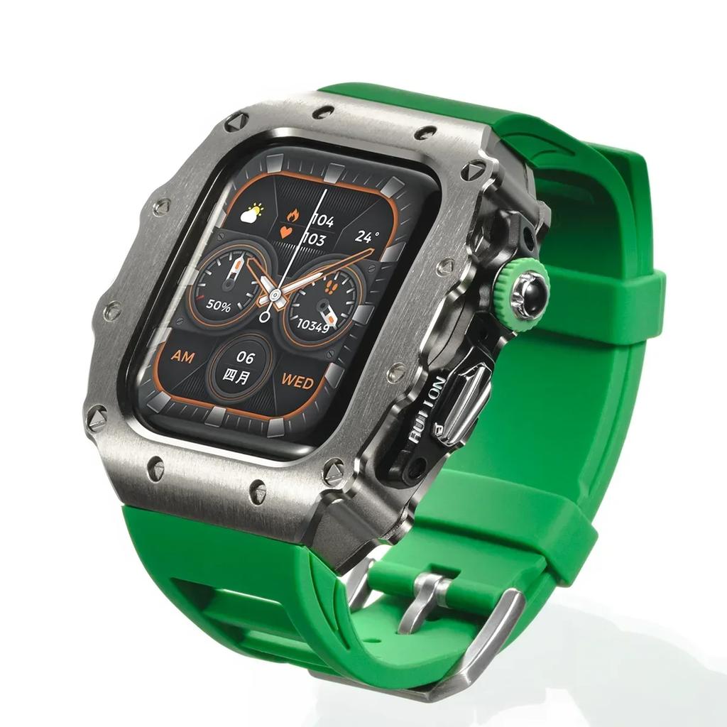 Luxus Metallgehäuse Mod Kit Für Apple Watch S11 10 46MM Edelstahlgehäuse +Silikonband für IWatch Serie 9 8 7 6 5 44mm 45mm