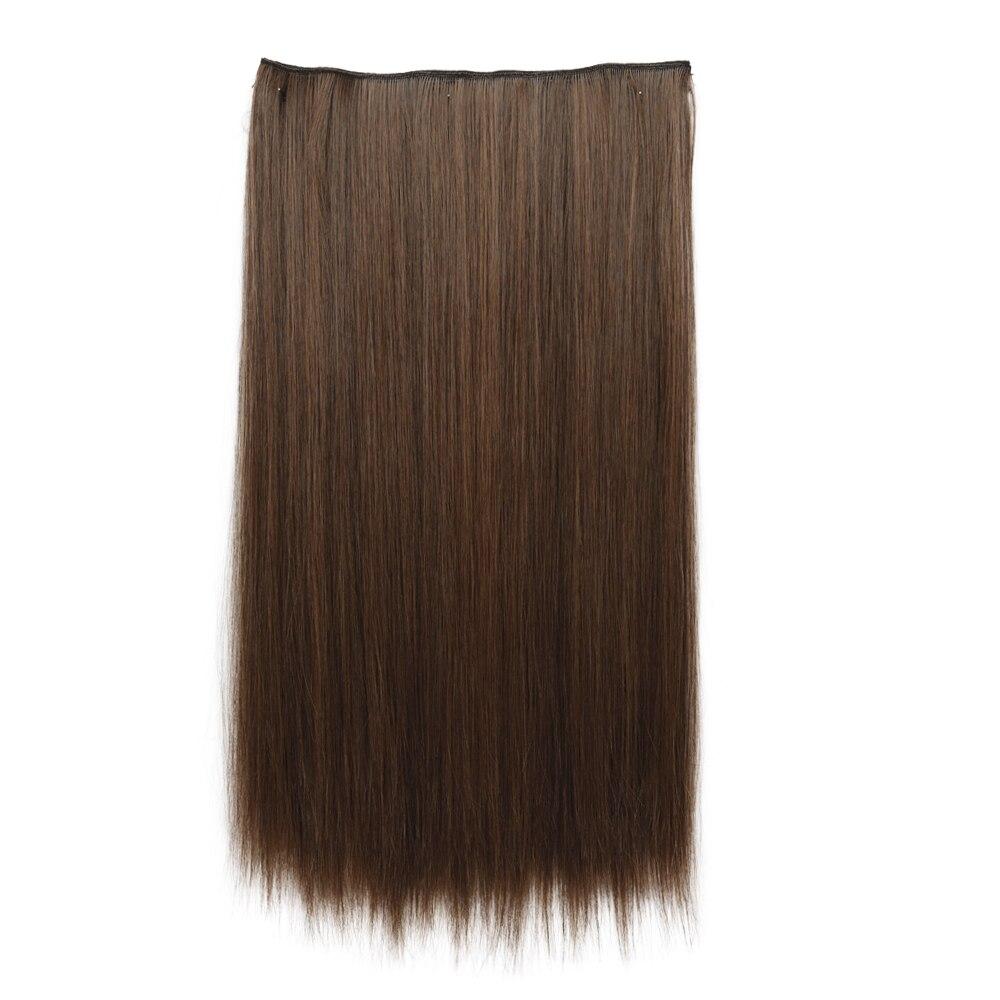 Синтетические длинные прямые волосы для наращивания 5 зажимов в волосах термостойкие — фото 9